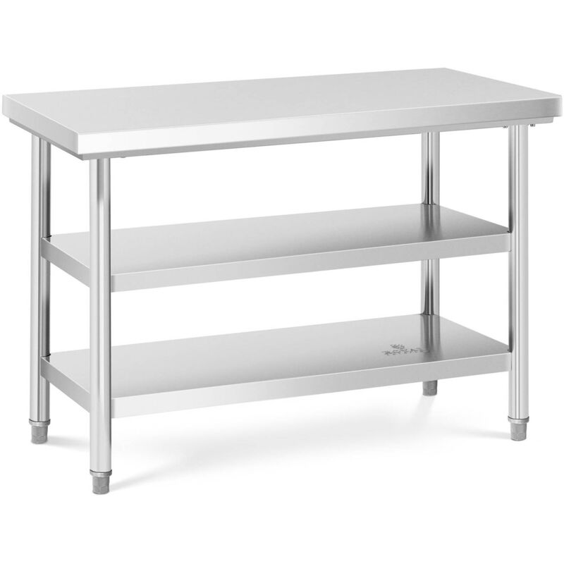 Royal Catering - Table De Travail Inox 2 Étagères Professionnelle Plan De Travail 12060cm 600kg - Noir