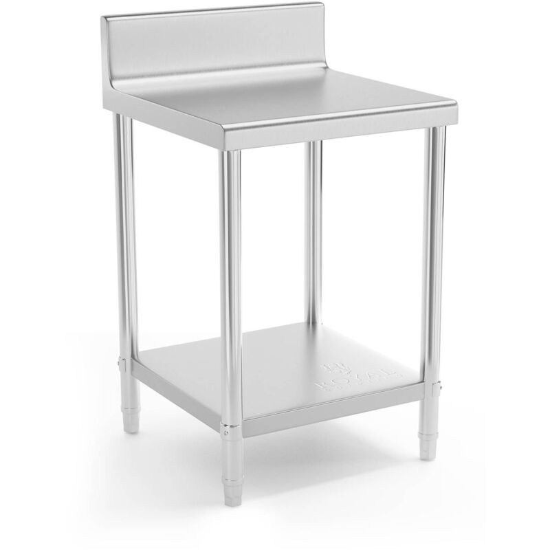 Table Inox Professionnelle Adossée Plan De Travail Avec Étagère 6060 cm 150 kg - Noir, Rouge