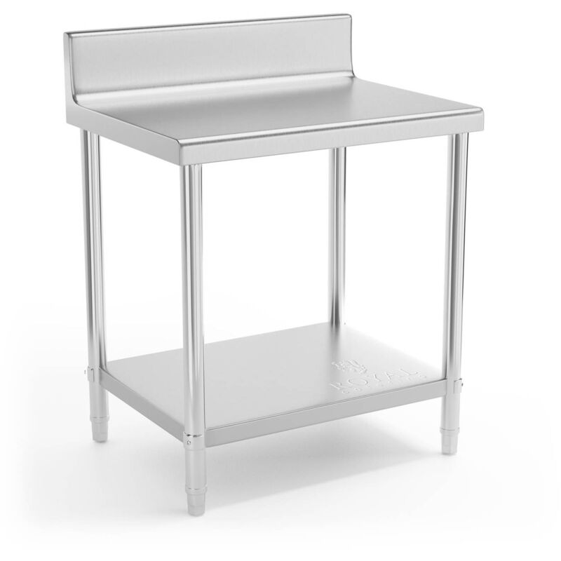 Royal Catering - Table Inox Professionnelle Adossée Plan De Travail Avec Étagère 8060 cm 190 kg - Noir métropolitain