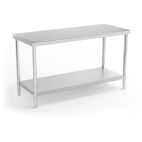 Table De Travail Inox avec Étagère Cuisine Professionnel Préparation 150x60 cm - Argent