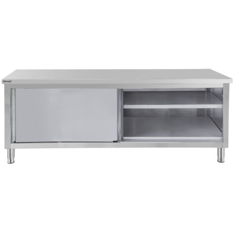 Table de travail inox professionnelle - 700 - Portes coulissantes - 1400mm - Casselin