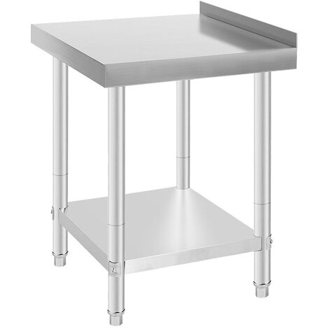 Table de Travail ou établi en Inox avec rebord de protection. Table de travail en inox Table de travail professionnelle acier inox pieds ajustable avec rebord Hygiénique