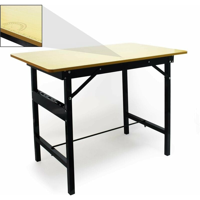 Helloshop26 - Table de travail pliable 150kg max établi surface travail règle et rapporteur - Or