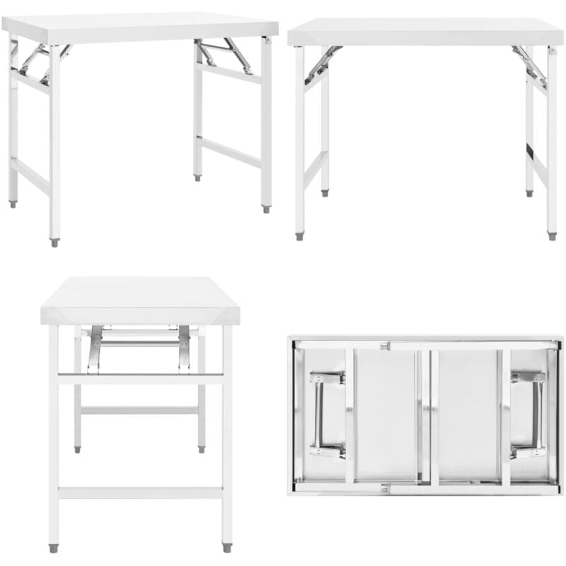 Table de travail pliable de cuisine 100x60x80 cm Inox - table de travail - tables de travail - Home & Living