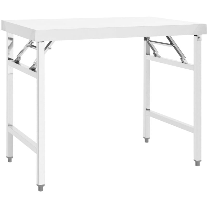 Maison Chic - Table de travail pliable de cuisine Plan De Travail 100x60x80 cm Inox 81946