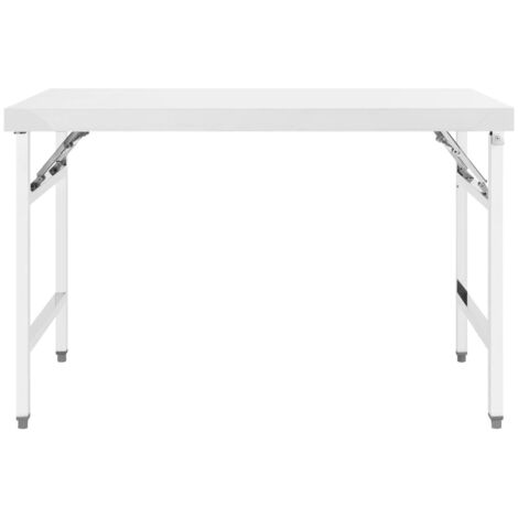 Table de travail pliable de cuisine，plan de travail 120x60x80 cm Inox CFW707262