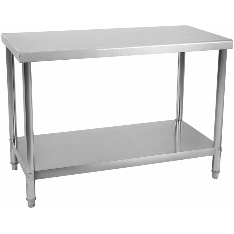 Helloshop26 - Table de travail professionnelle acier inox pieds ajustable 100 x 60 cm