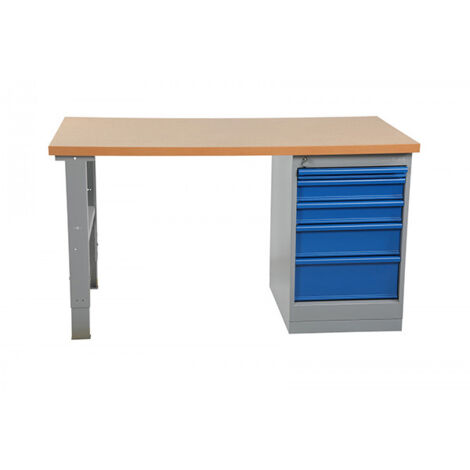 Table de travail renforcée - Bloc 5 tiroirs - Charge max 500kg - Plateau : 2000x800mm - 4232743351
