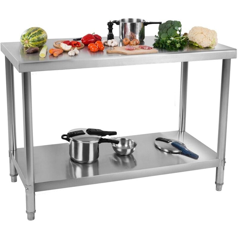 Table De Travail Plan Renforcé Professionnel Cuisine Inox Étagère 10060cm 114kg