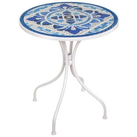 Table décorative d'extérieur en mosaïque pour jardin, terrasse ou balcon, durable et élégante, idéale pour les petits espaces.