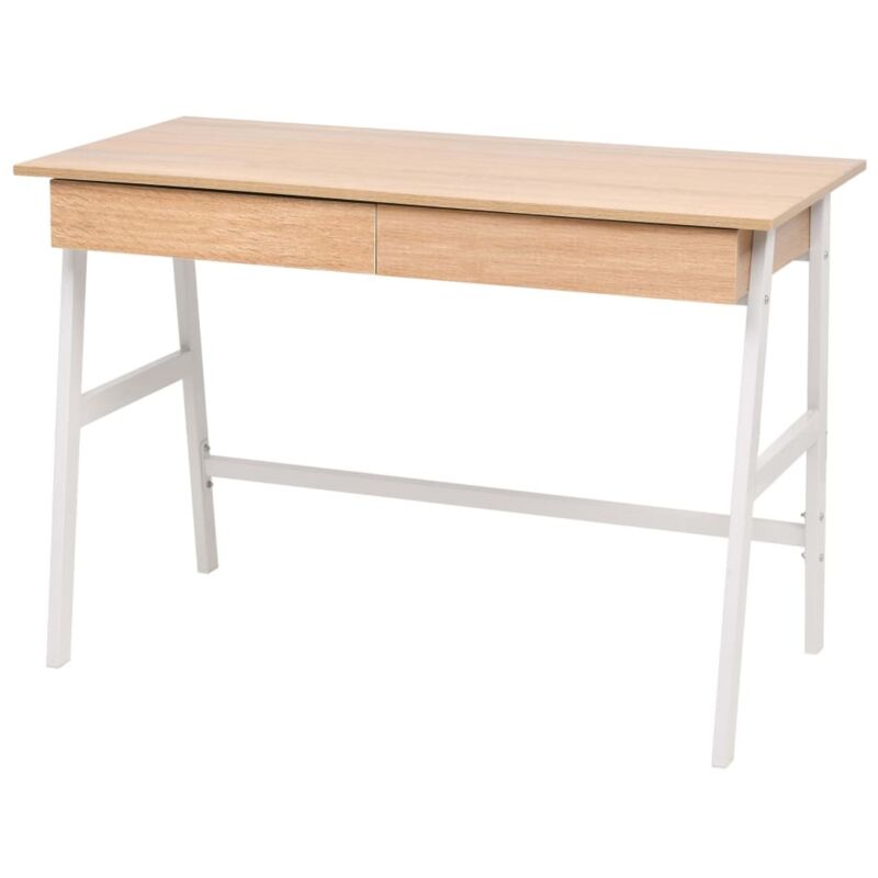 Vidaxl - Table d'écriture 110x55x75 cm Chêne et blanc