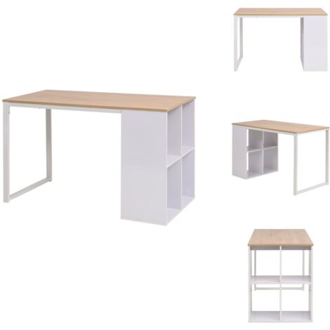 Table d'écriture 120x60x75 cm Chêne et blanc - Bureau - Meuble De Bureau - Table D'écriture - Espace De Travail - Rangement