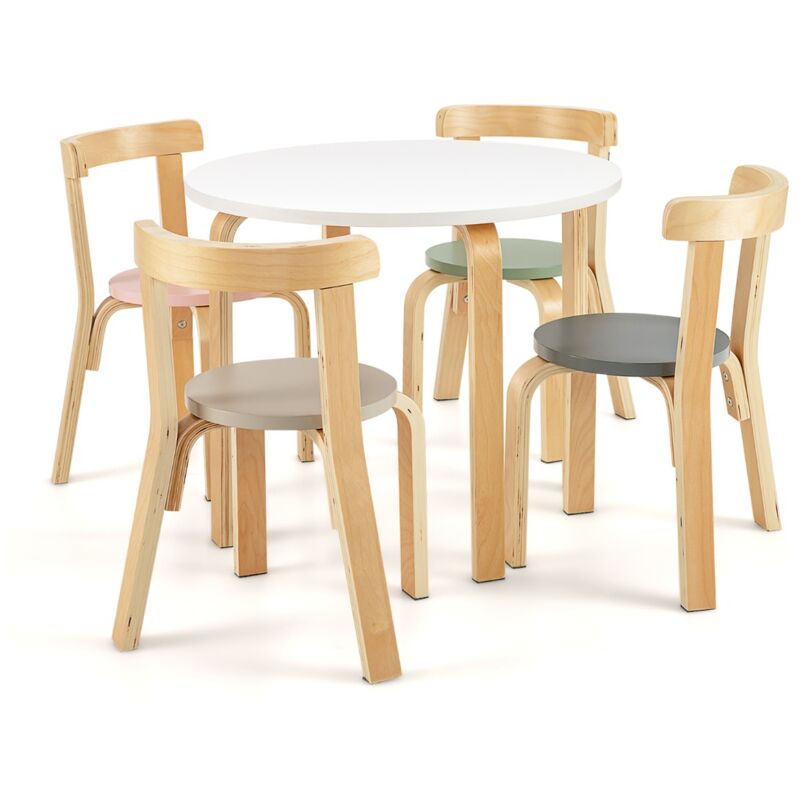 Maisonchic - Table d'Enfant Ronde avec 4 Chaises - Bois de Peuplier et Bois de Bouleau - Style Scandinave pour Enfants 4 Ans + Coloré design in