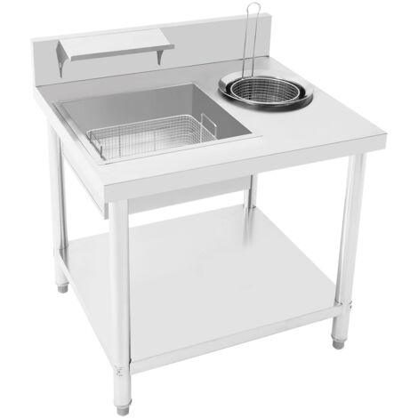 Table d'enrobage pour poulet frit de 80 cm, table d'enrobage professionnelle pour poulet frit, avec récipients et paniers, adaptée aux restaurants, aux particuliers et aux hôtels