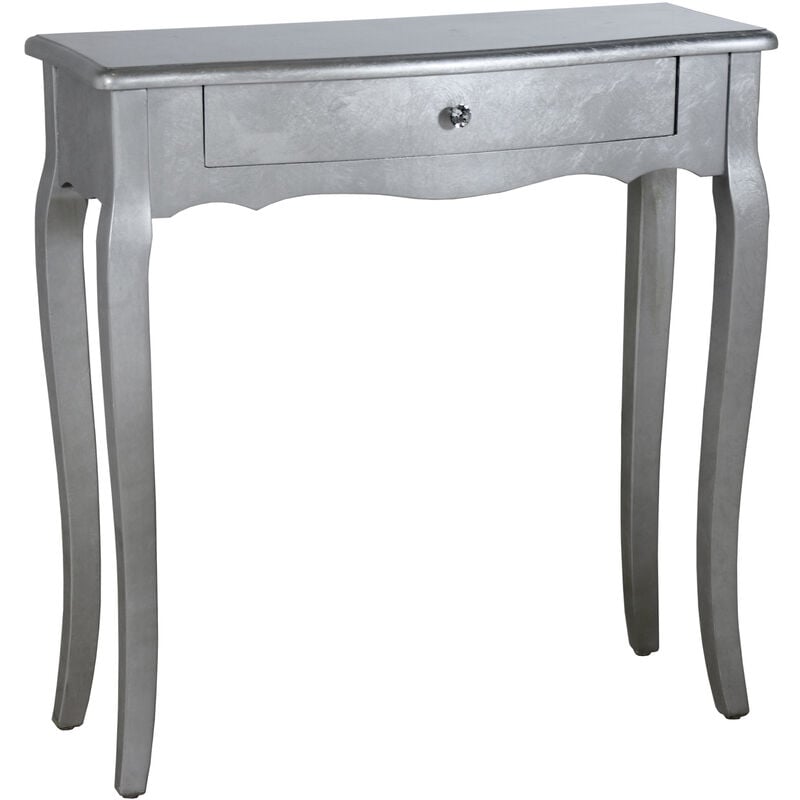 Table d'entrée avec tiroir en bois argenté 80X30X80 Cm, bois : sapin + Dm