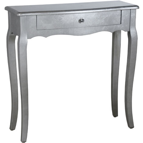 Table d'entrée avec tiroir en bois argenté 80X30X80 Cm, bois : sapin + Dm