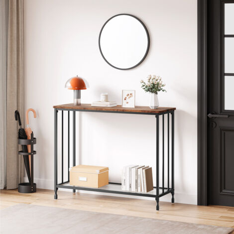 Table d’entrée, Table d’appoint, plateau en bois, Table de canapé moderne, montage facile, convient au salon ou à l’entrée, or, 97x35x11cm
