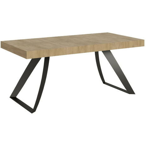 Table design 180cm chêne clair et pieds métal incurvés anthracite Volta