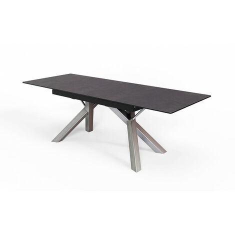 Table design céramique extensible 180 à 220 cm pieds Acier - Roma - Gris anthracite