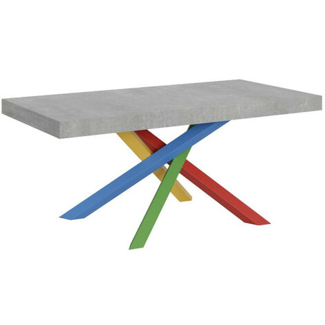 Table design grise et pieds entrelacés multicouleurs 160cm Artemis