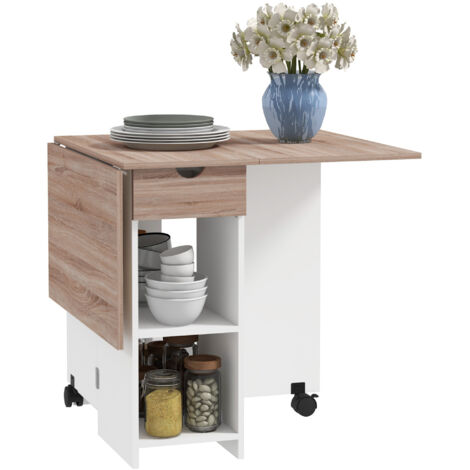 Table desserte pliable JARRY bois et blanc