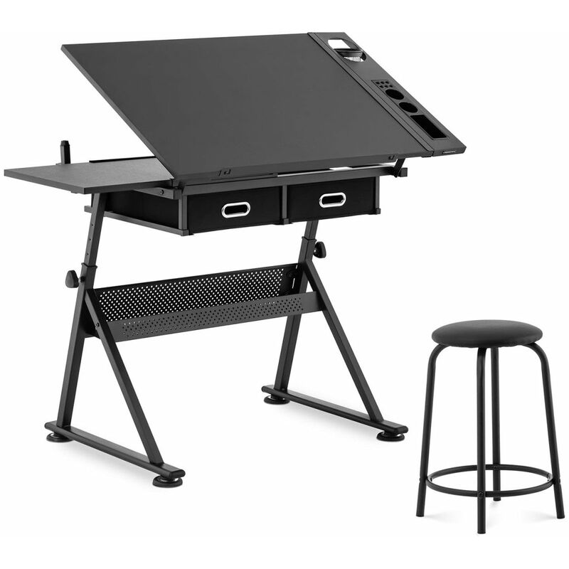 Helloshop26 - Table à dessin bureau inclinable et réglable en hauteur 115 x 60 cm tabouret compris