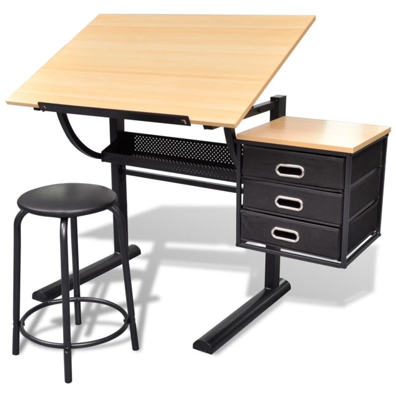 Table à dessin inclinable à 3 tiroirs Bureau à Dessin - avec tabouret