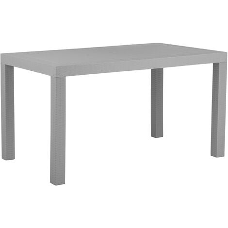 Table d'Extérieur 140 x 80 cm Gris Clair Effet Rotin Matières Ultra Résistantes et Aspect Élégant pour Jardin ou Terrasse au Style Moderne Beliani