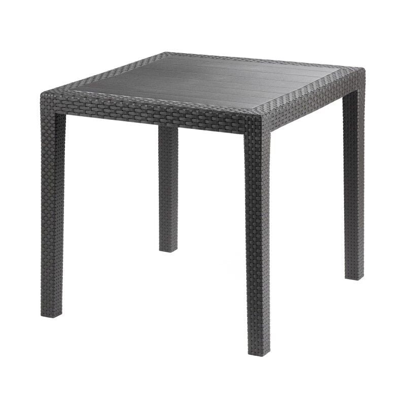 Table d'extérieur coloris gris anthracite en PVC dimension 79x79cm - Gris