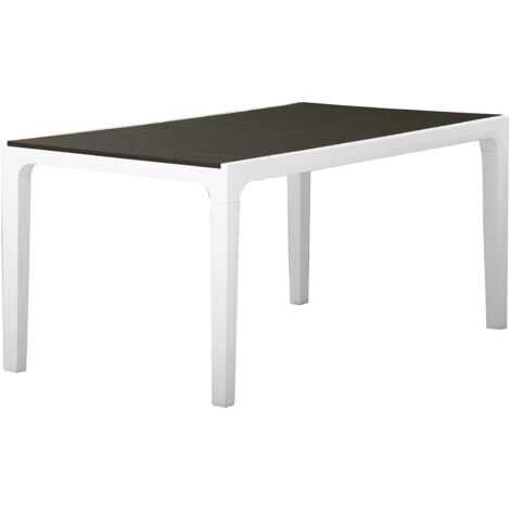 Table d'extérieur Nanaimo, 6 places, Résistant uv, Versatile, Gain de place, 90x160x74h cm, Blanc