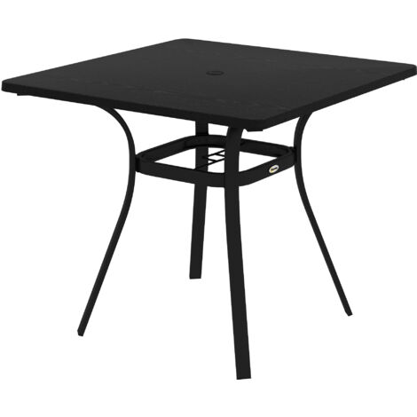 Table d'extérieur pour 4 personnes, cadre en acier, 80 x 80 x 72 cm, noir