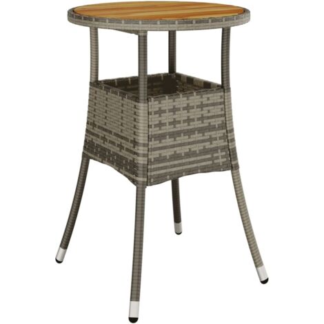 Table d'extérieur Table de salon de jardin - Ø60x75 cm Acacia et résine tressée Gris BV143291 - BonneVie