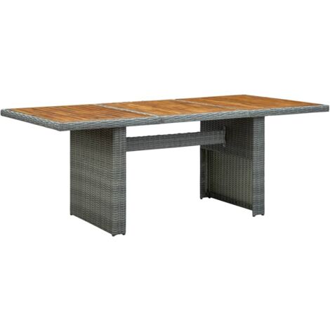 Table d'extérieur Table de salon de jardin - Gris clair Résine tressée et bois d'acacia BV770281 - BonneVie