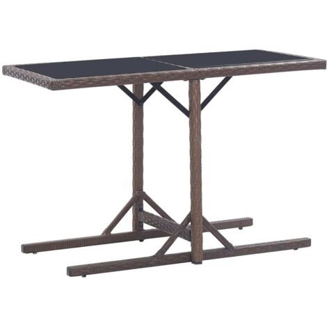 Table d'extérieur Table de salon de jardin - Marron 110x53x72 cm Verre et résine tressée BV527941 - BonneVie
