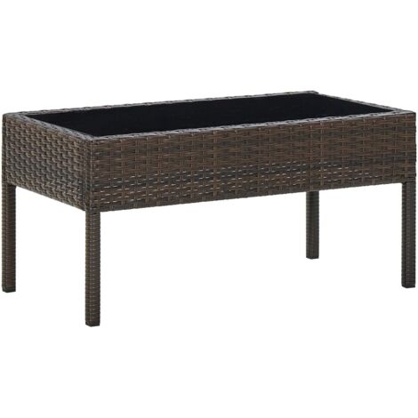 Table d'extérieur Table de salon de jardin - Marron 75x40x37 cm Résine tressée BV175785
