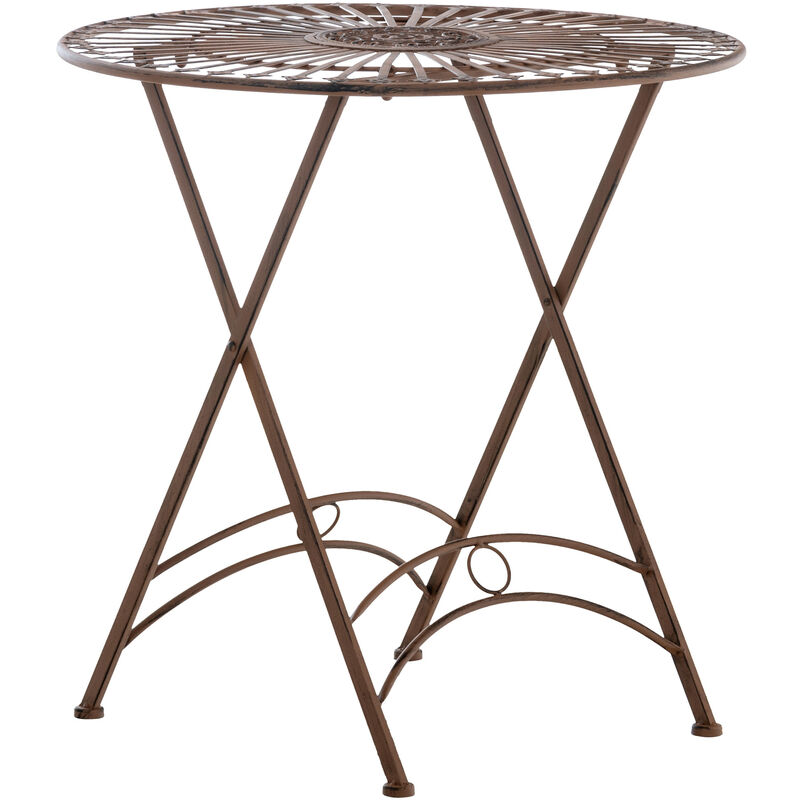 Légant table extérieure finement détaillée en métal dans différentes couleurs colore : antique brun