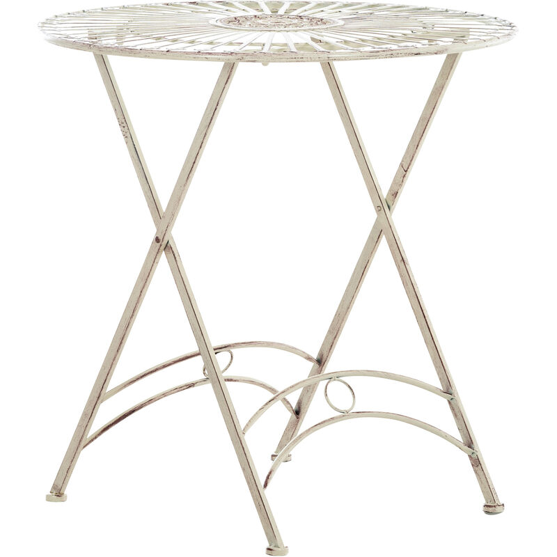 Légant table extérieure finement détaillée en métal dans différentes couleurs colore : Crème antique