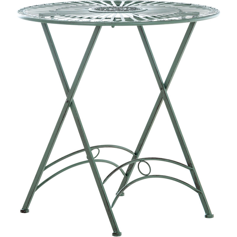 Légant table extérieure finement détaillée en métal dans différentes couleurs colore : Vert antique