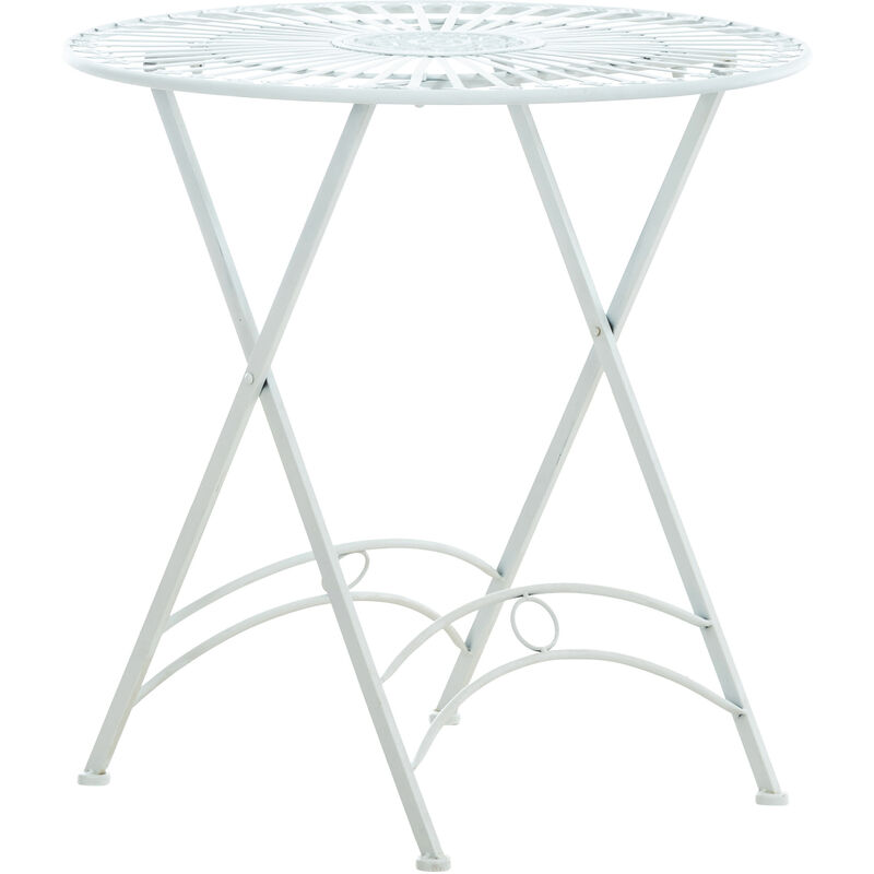 Légant table extérieure finement détaillée en métal dans différentes couleurs colore : Blanc