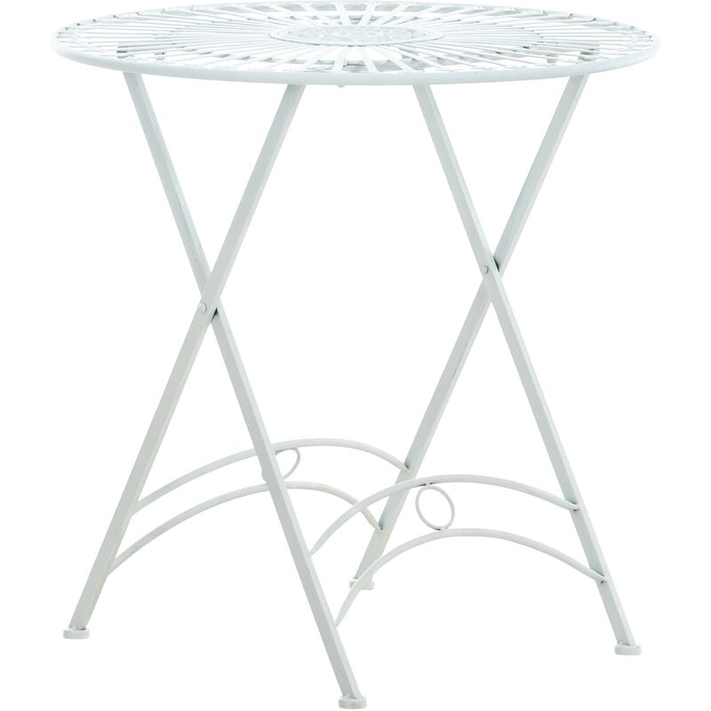 Table d'extérieur Tegal en Fer avec pieds croisés Blanc