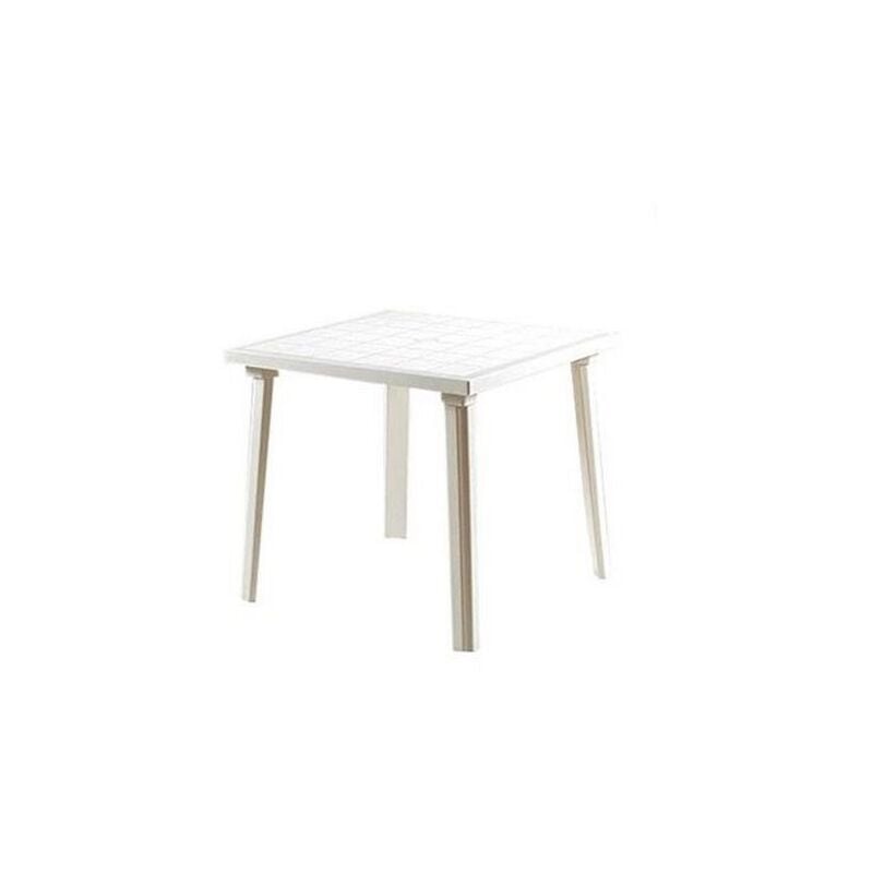 Table d'exte'rieur weekend en polypropyle'ne avec finition blanche brillante 80x80x72 cm