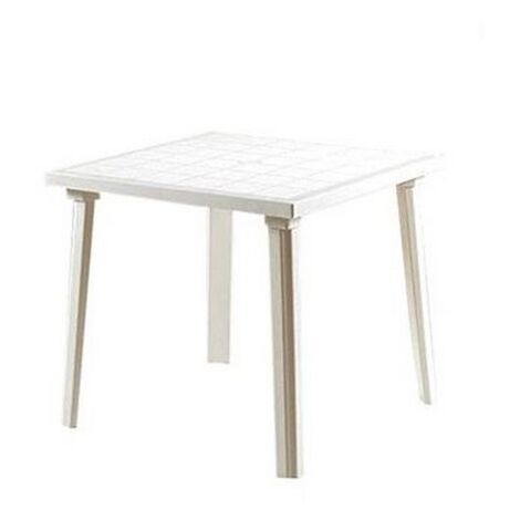 Table d'exte'rieur weekend en polypropyle'ne avec finition blanche brillante 80x80x72 cm
