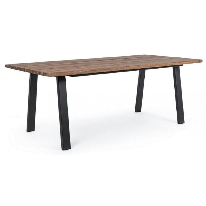 Table d’extérieur 200x100 cm bois d’acacia et pieds en acier laqué anthracite - Licata