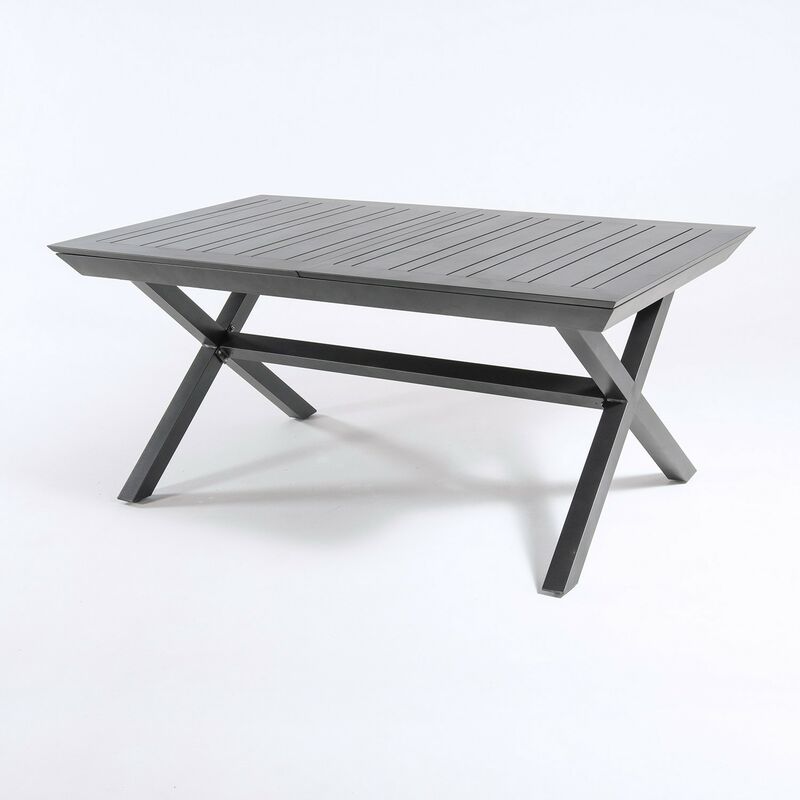 Table d'extérieur extensible de 170 cm à 240 cm, aluminium couleur anthracite, dimensions : 170/240 x 98 x 76 cm