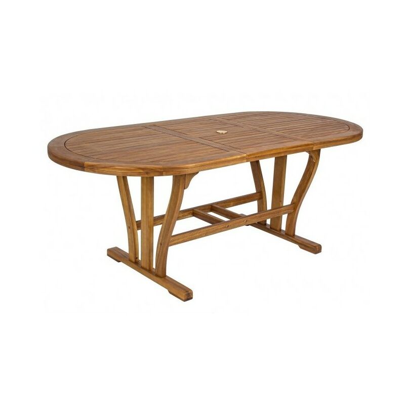 Table d'extérieur extensible ovale en bois d'acacia 150 - 200x90x h74 cm