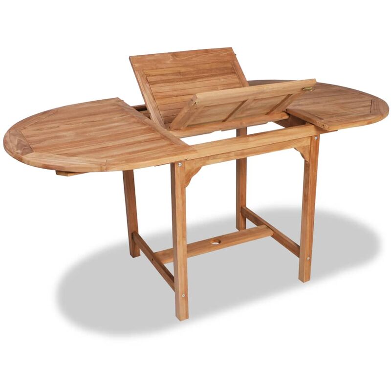 Design In - Table d'extérieur extensible Table de salon de jardin - (110-160)x80x75 cm Teck solide BV835845