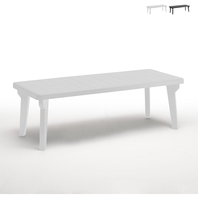 table de jardin extensible 160-220x90cm polypropylène bergen couleur: blanc