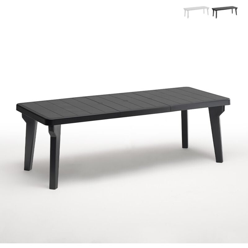 Idroweb – Table de jardin extensible 160-220x90cm en polypropylène – Résistante aux intempéries – Pour 6 à 8 personnes – Finition mate anthracite