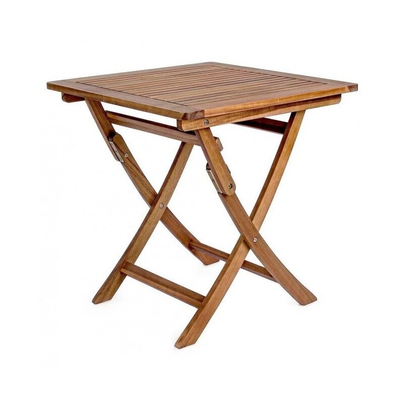 Table d'extérieur Noemi en bois d'acacia pliant 70x70x h73 cm