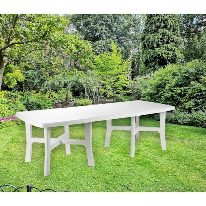 Altri - Table d'extérieur rectangulaire extensible, Made in Italy, 160x100x72 cm (fermé), couleur Blanc
